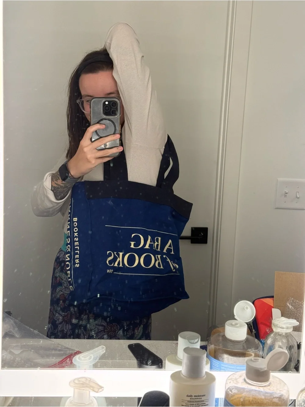 Barnes and Noble Blue Canvas Reusable Tote Bag 100% Cotton A Bag Of Books B&N